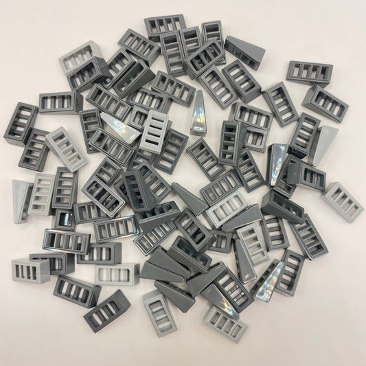 LEGO Sloped Grills, Mixed Bluish Grey, Approx. 27g