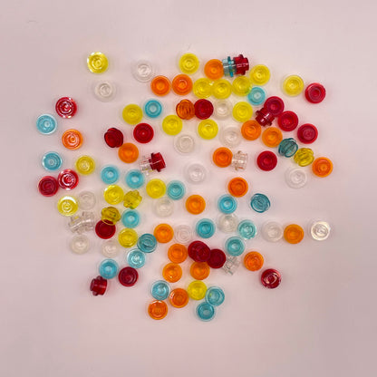 LEGO Mixed Standard Colours, Transparent, 1x1 Round, (100 Pieces)