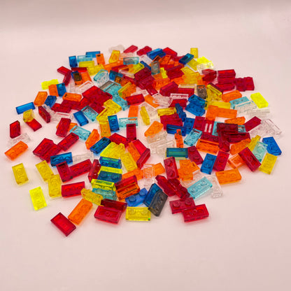 LEGO Plates 1x2, Transparent, Mixed Colours, (220 Pieces)