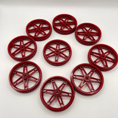 LEGO Motorcycle Wheel, 61.6 x 13.6, Dark Red, Vehicle, 9 Pieces,