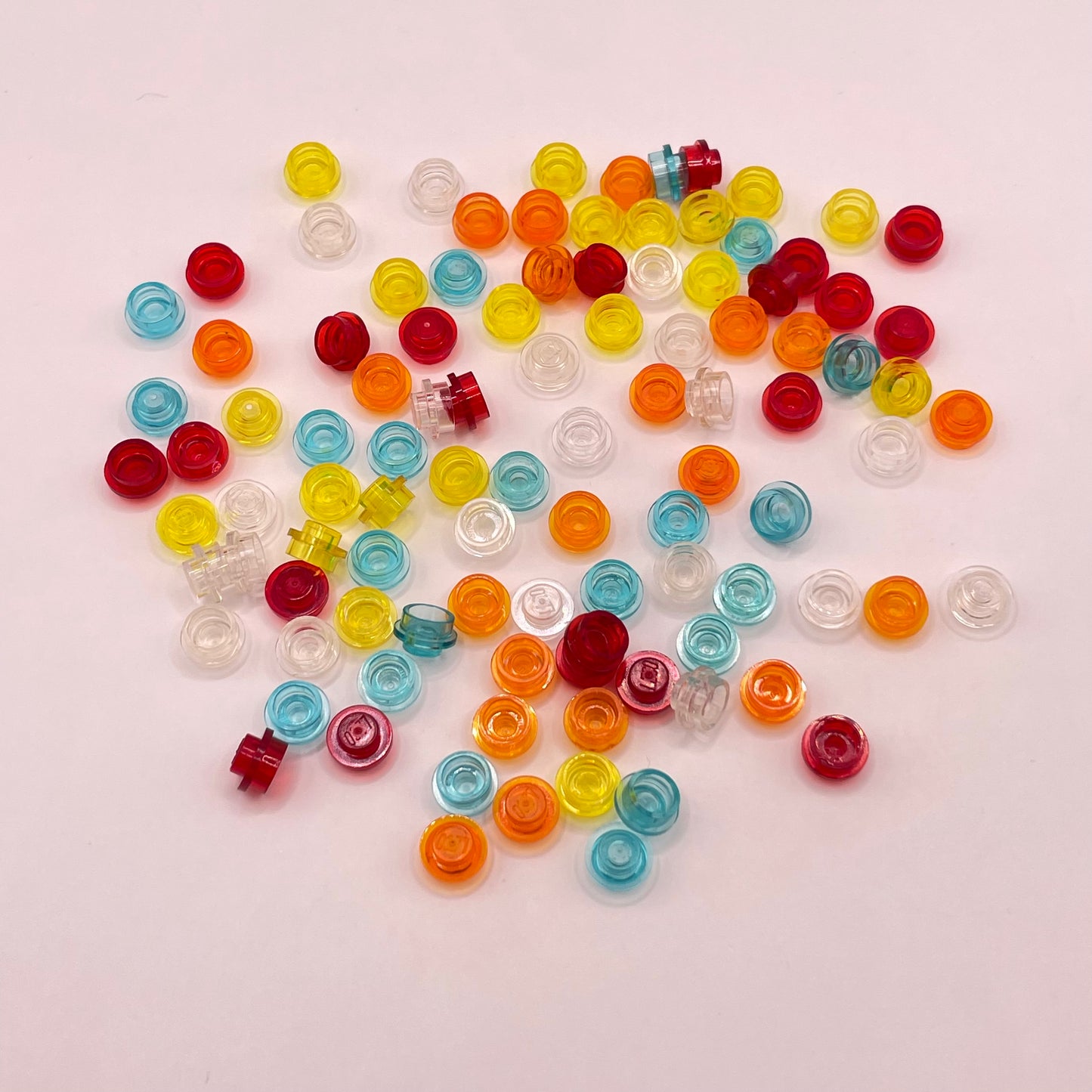 LEGO Mixed Standard Colours, Transparent, 1x1 Round, (100 Pieces)