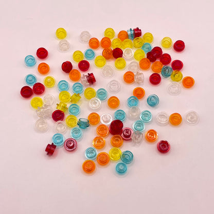 LEGO Mixed Standard Colours, Transparent, 1x1 Round, (100 Pieces)