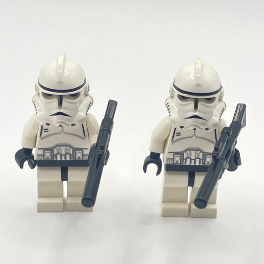 LEGO Clone Trooper, Phase 2, Black head, Continuous Mouth, Star Wars, Minifigure (sw0126) (Set of 2)