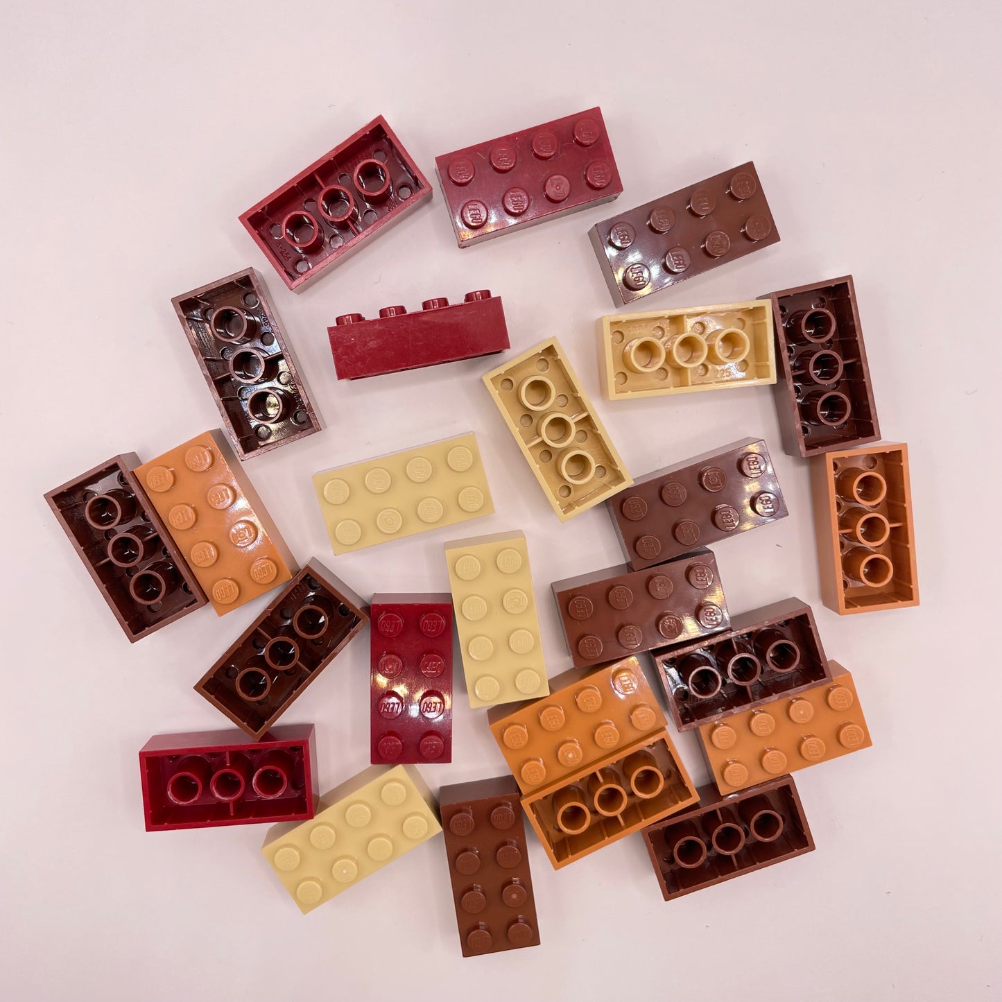 LEGO 2 x 4 Bricks, Earth Tones, Mixed Colours, 25 Pieces