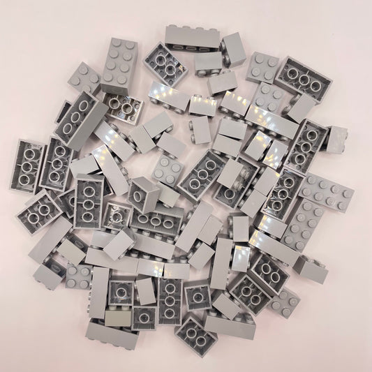 LEGO Bricks 2x Wide Short , Light Bluish Grey, Approx. 125g