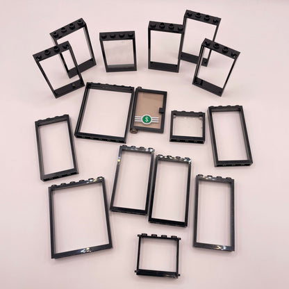 LEGO Doors and Window Frames, Building Pieces, Black, 16 Pieces
