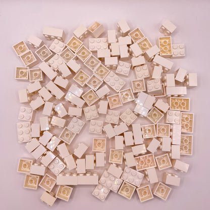 LEGO Brick, 2x Wide, Short, White, Approx. 165g