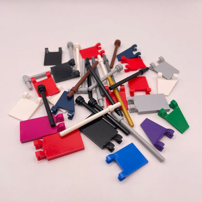 LEGO Plain Colourful Flags / Poles, 40 Pieces