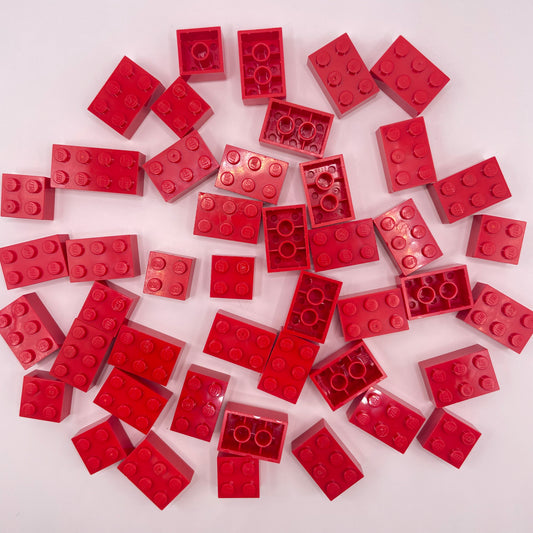 LEGO 2x,Medium Bricks, Red, Approx. 80g