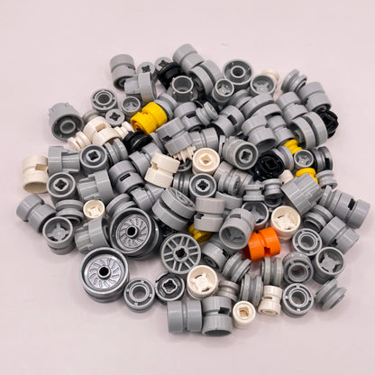 LEGO Small Mixed Wheel Hubs, Mixed Colours, Vehicle Pieces, Approx. 50g