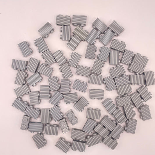 LEGO Grille/Fluted Textured Bricks, Light Bluish Grey, 75 Pieces (2877)