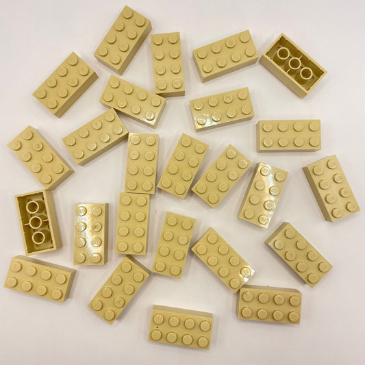 LEGO 2 x 4 Bricks, Tan, 25 Pieces