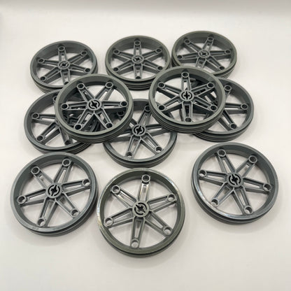 LEGO Motorcycle Wheel, 61.6 x 13.6, Dark Bluish Grey, Vehicle, 12 Pieces, Colour faded