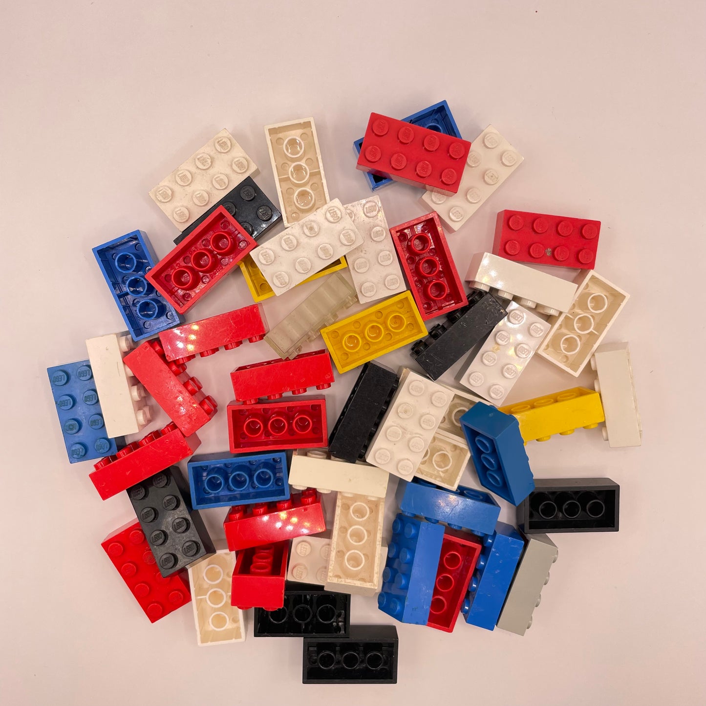 LEGO 2 x 4 Bricks, Mixed Colours, 50 Pieces, Good/Fair condition