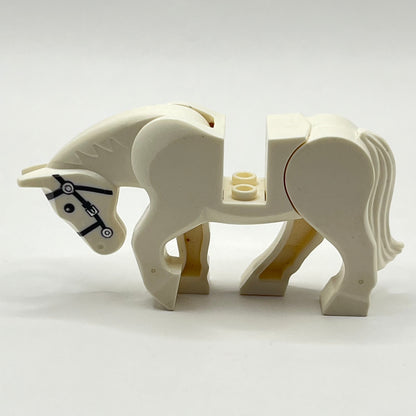 LEGO White Horse Movable Head and Legs, Silver Buckle, 1 Piece