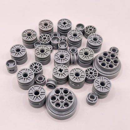 LEGO Wheel Hubs, Light Bluish Grey, Vehicle Pieces, Approx. 45g