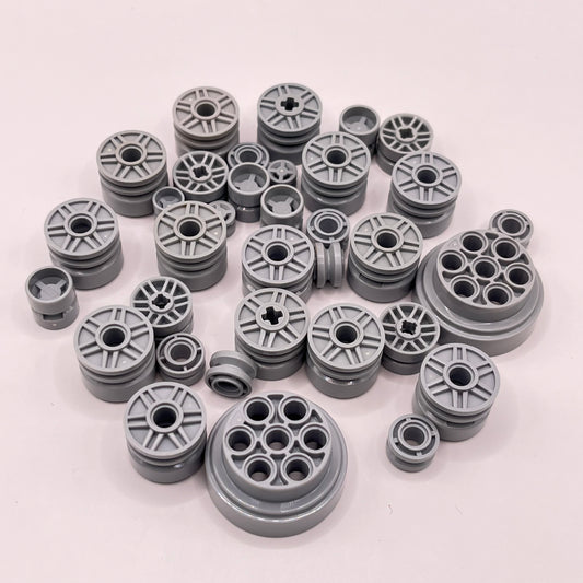 LEGO Wheel Hubs, Light Bluish Grey, Vehicle Pieces, Approx. 45g