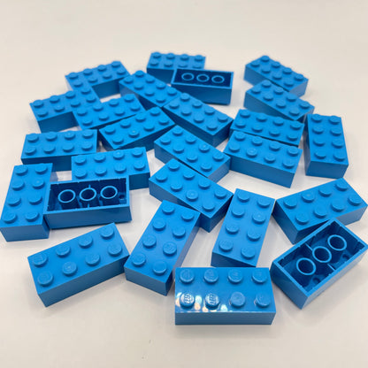 LEGO 2 x 4 Bricks, Medium Blue, 25 Pieces