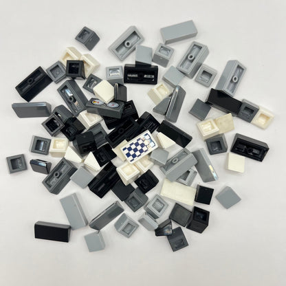 LEGO 1x1x2/3 Slope 30, Black, White and Grey, Approx. 75g Cheese Decoration