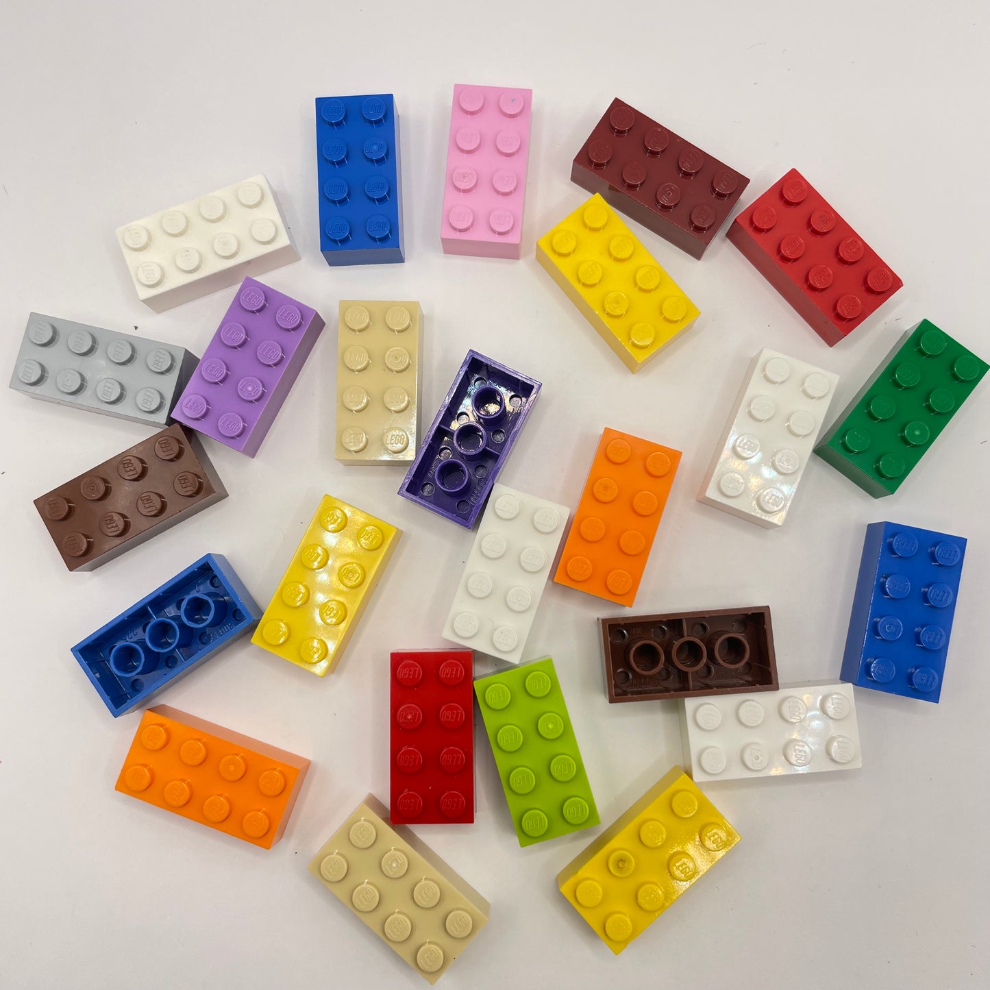 LEGO 2 x 4 Bricks, Mixed Colours, 25 Pieces
