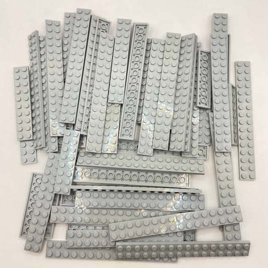 LEGO Long Plates 2x Wide, Light Bluish Grey, Approx. 210g