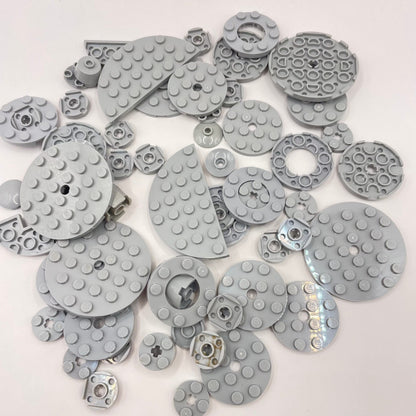 LEGO Round Plates, Light Bluish Grey, Approx. 65g