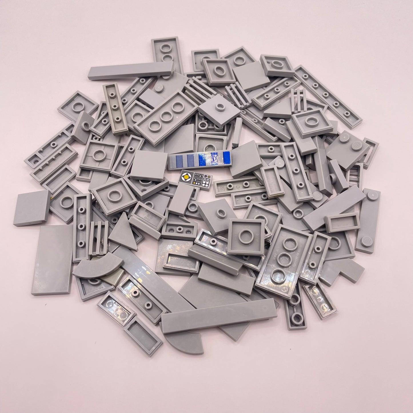 LEGO  Plates, Mixed With Print, Light Bluish Grey, Approx. 50g