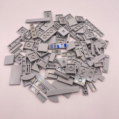 LEGO  Plates, Mixed With Print, Light Bluish Grey, Approx. 50g