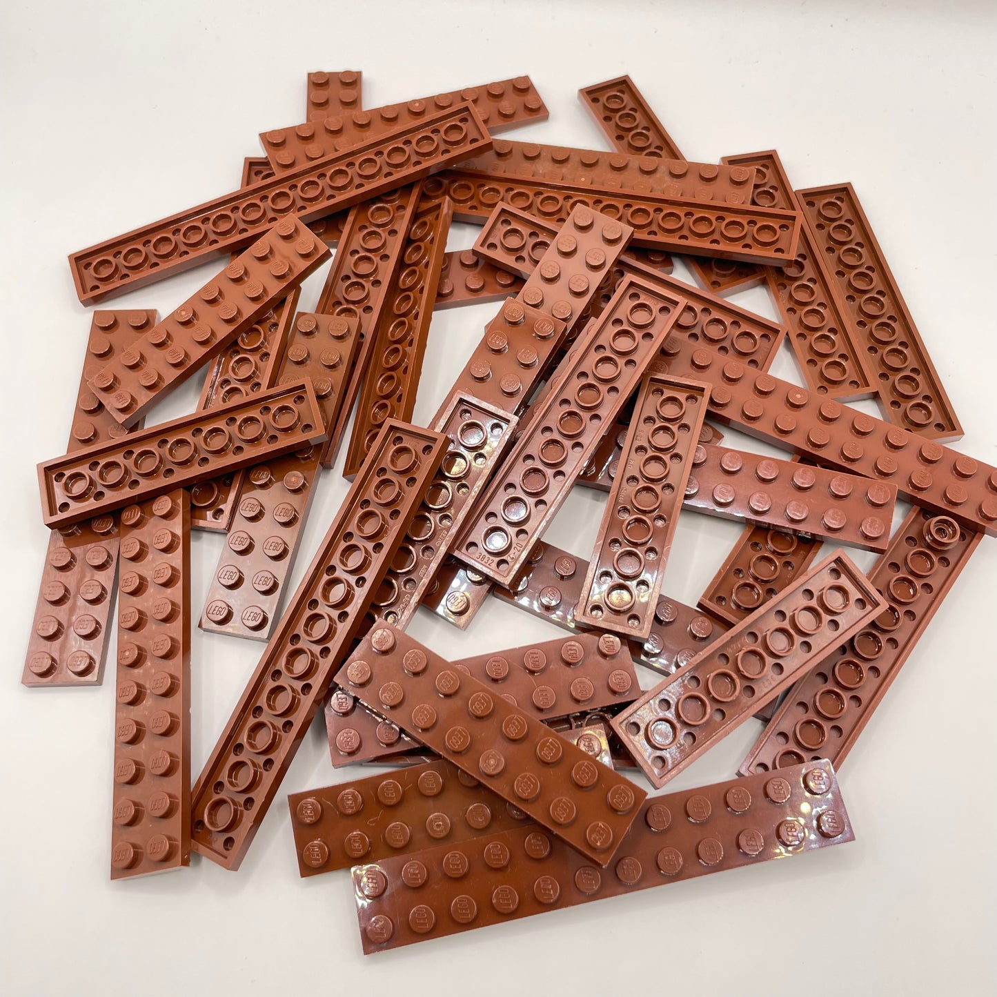 LEGO Plates, 2x Wide Long, Reddish Brown, Approx. 105g