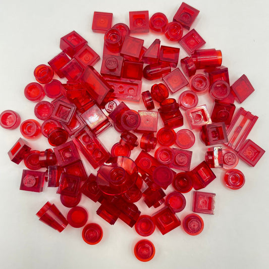 LEGO Transparent Red, Mixed Pieces, (100 Pieces)