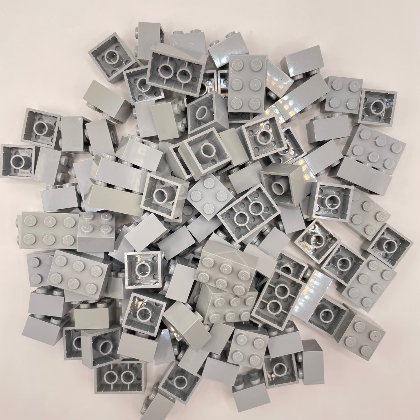 LEGO Bricks 2x Wide, Short, Light Bluish Grey, Approx. 140g