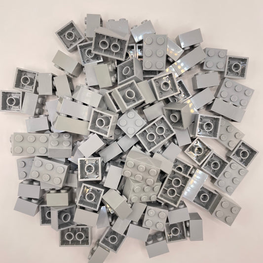 LEGO Bricks 2x Wide, Short, Light Bluish Grey, Approx. 140g