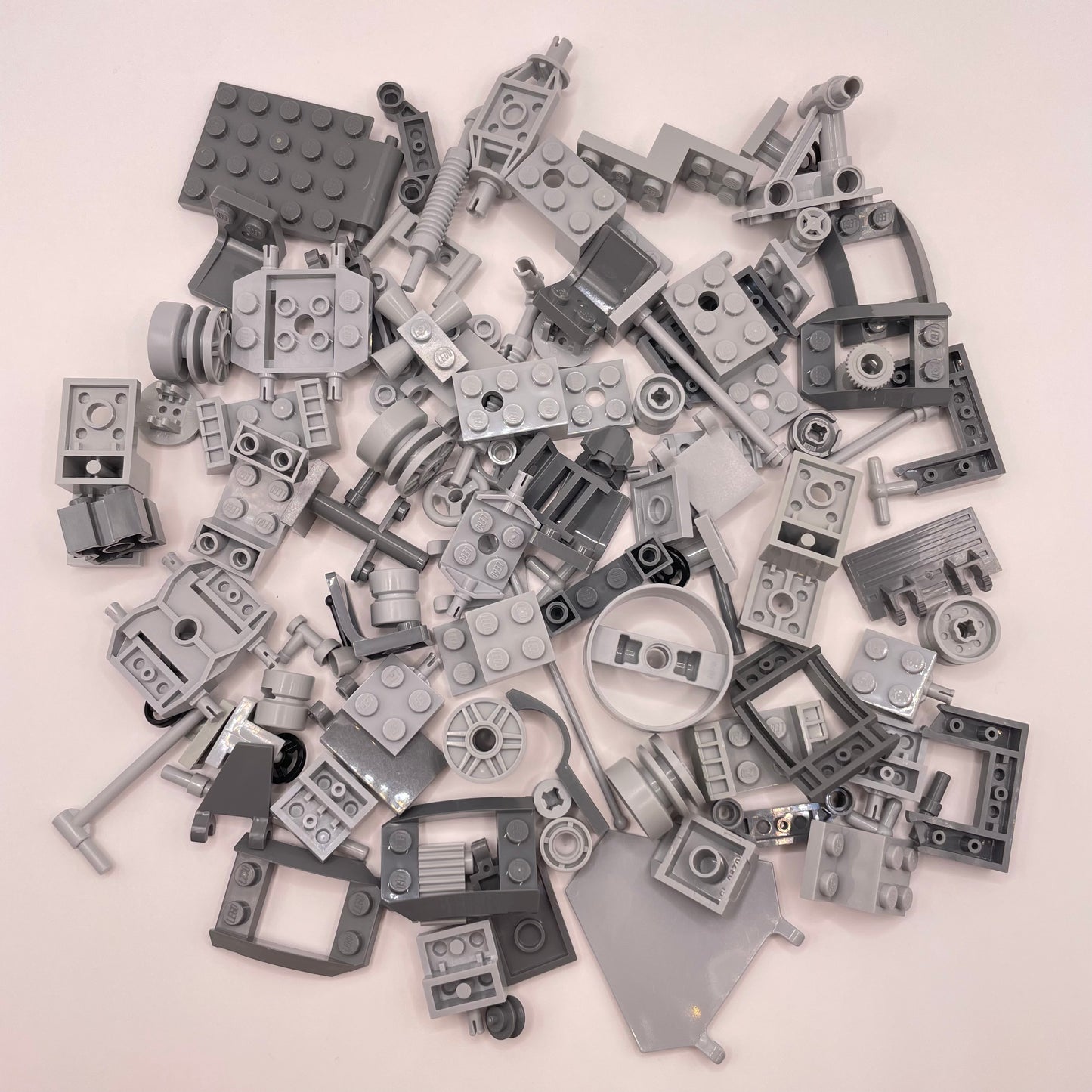 LEGO Vehicle Pieces, Mixed Bluish Grey, Approx. 100g