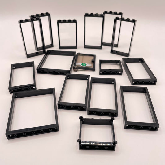 LEGO Doors and Window Frames, Building Pieces, Black, 16 Pieces