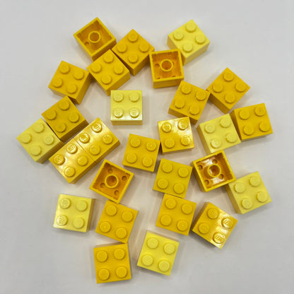 LEGO 2x2 Bricks, Yellow, 25 Pieces.