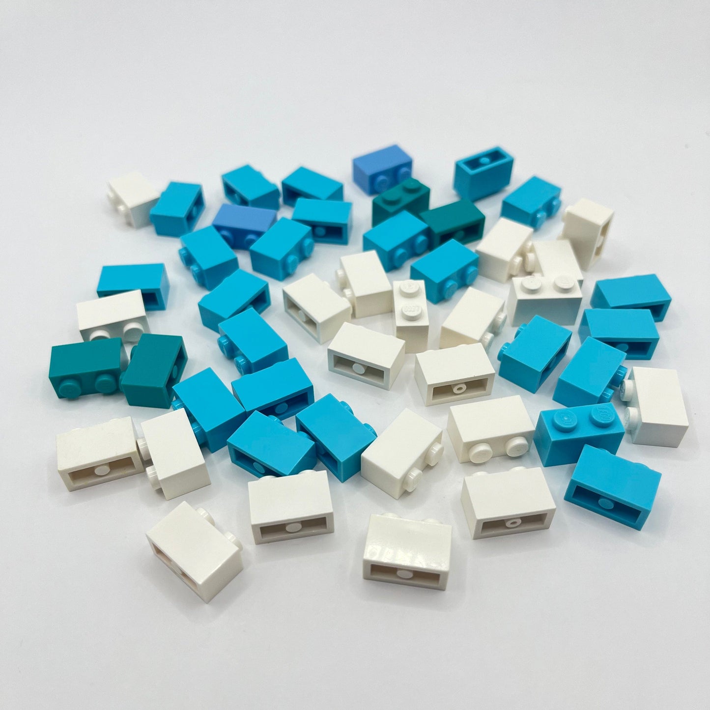 LEGO White Blue Bricks, 1x2, 50 Pieces, Water