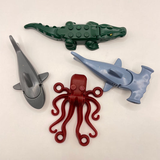 LEGO Water Animals, Sharks, Octopus, Crocodile, 4 Pieces