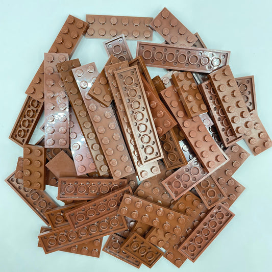 LEGO 2x Plates, Reddish Brown, Approx. 110g