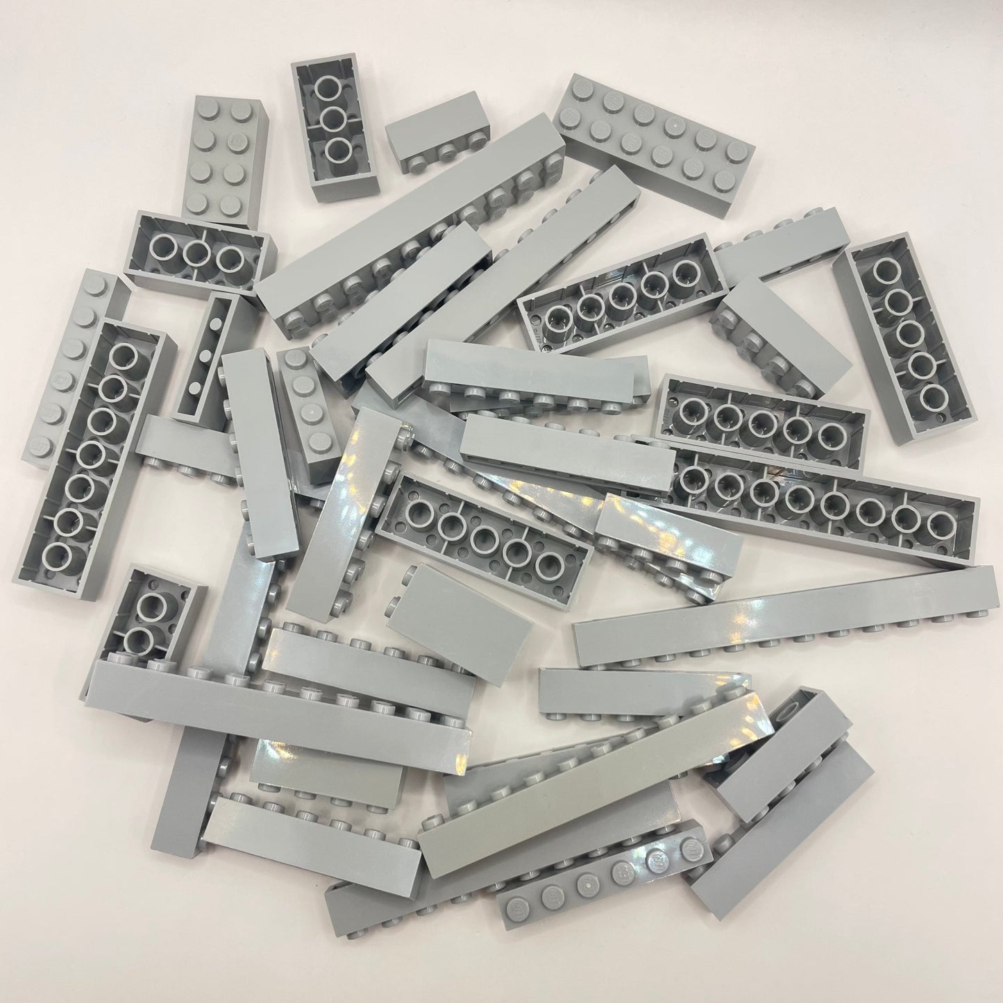 LEGO Long Bricks, Light Bluish Grey, Approx. 125g