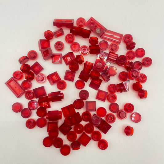 LEGO Transparent Red, Mixed Pieces, (100 Pieces)