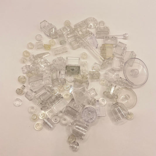 LEGO Transparent Clear, Mixed Pieces, (100 Pieces)