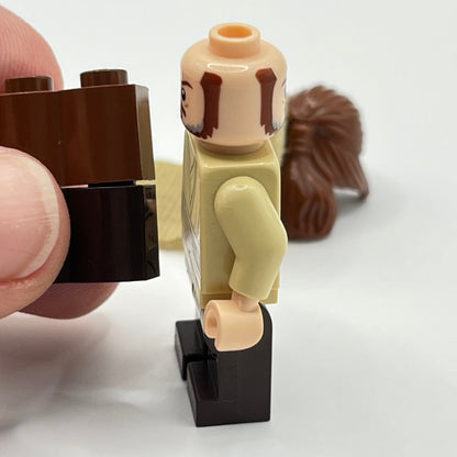 LEGO Qui-Gon Jinn, Reddish Brown Beard (Very Rare) Dark Brown Legs, Poncho, Star Wars, Minifigure (sw1334a)