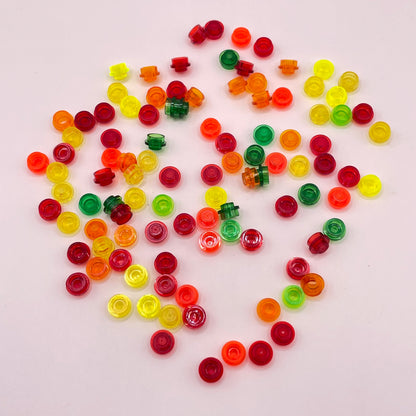 LEGO Plates Round 1x1, Transparent, Colourful, 100 Pieces