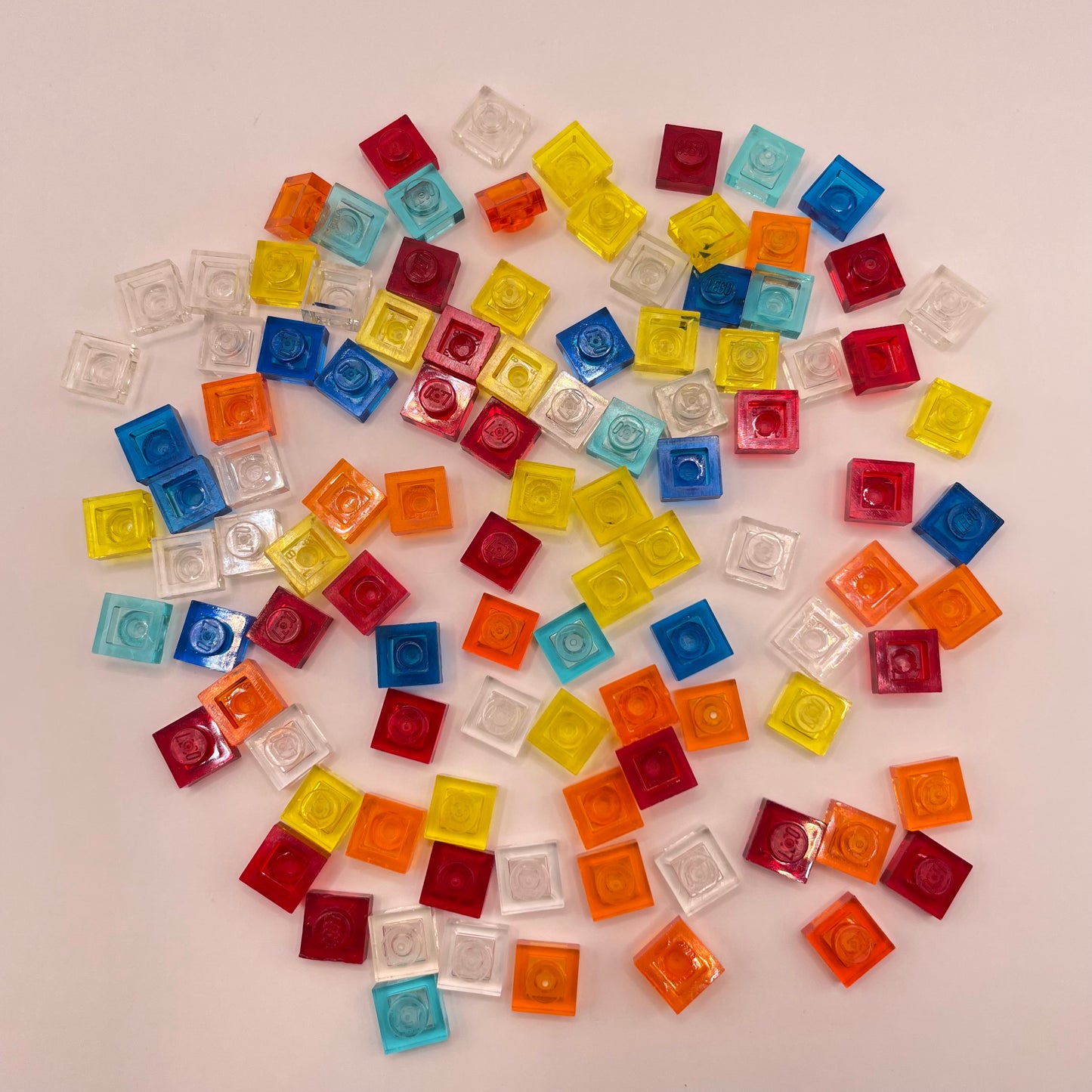 LEGO Mixed Colours Transparent, 1x1 Square, (100 Pieces)