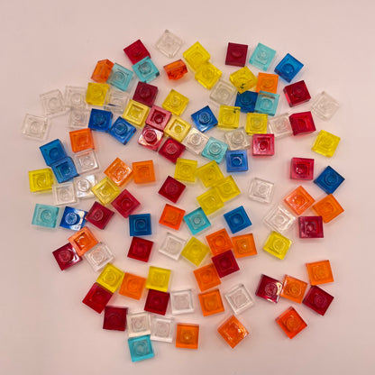 LEGO Mixed Colours Transparent, 1x1 Square, (100 Pieces)