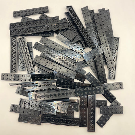 LEGO Long Plates, 2x Wide, Black, Approx. 180g