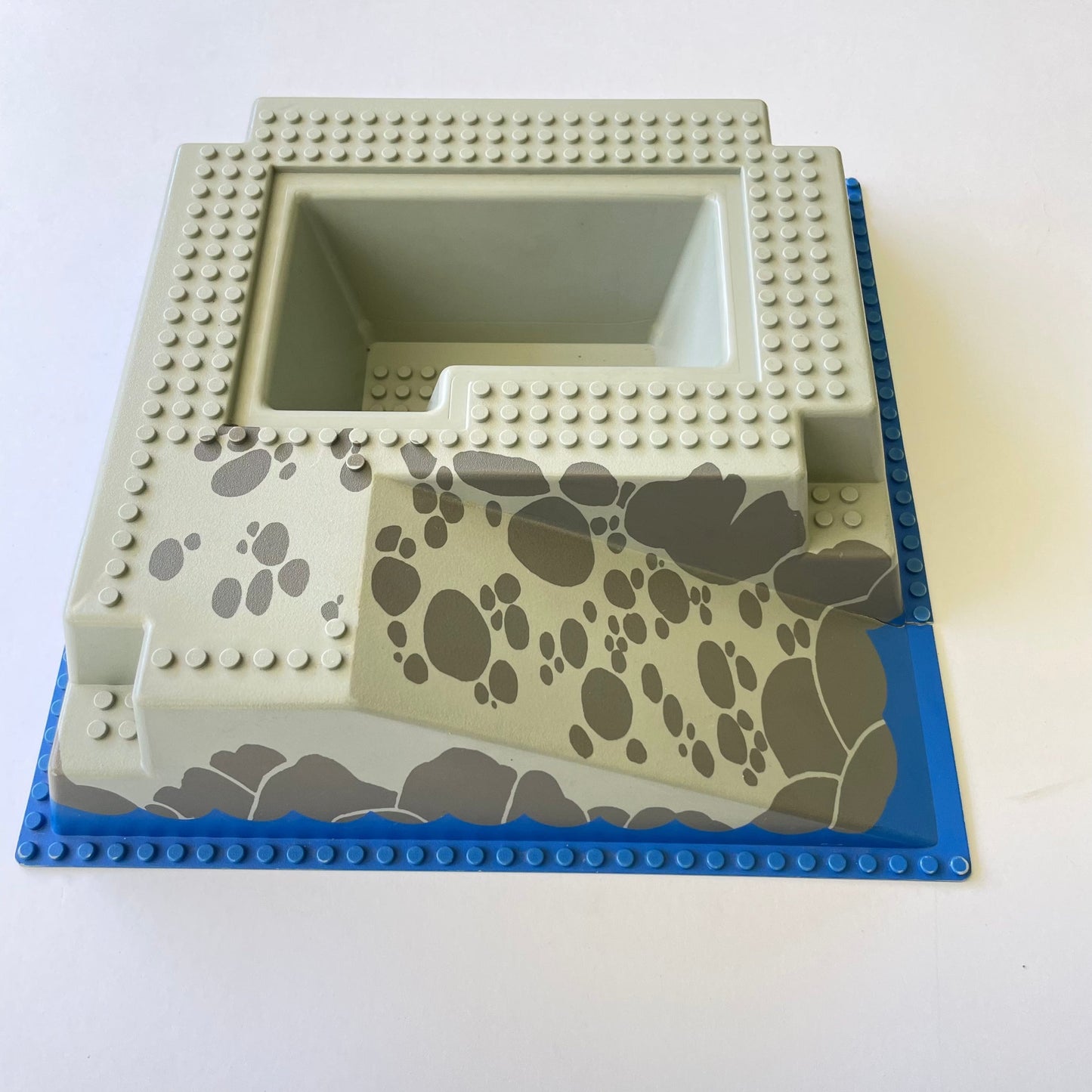LEGO Baseplate Raised, Light Grey, Ramp and Pit with Blue Water Around, 32x32, From Eldorado Fortress and Imperial Trading Post, Very Rare.