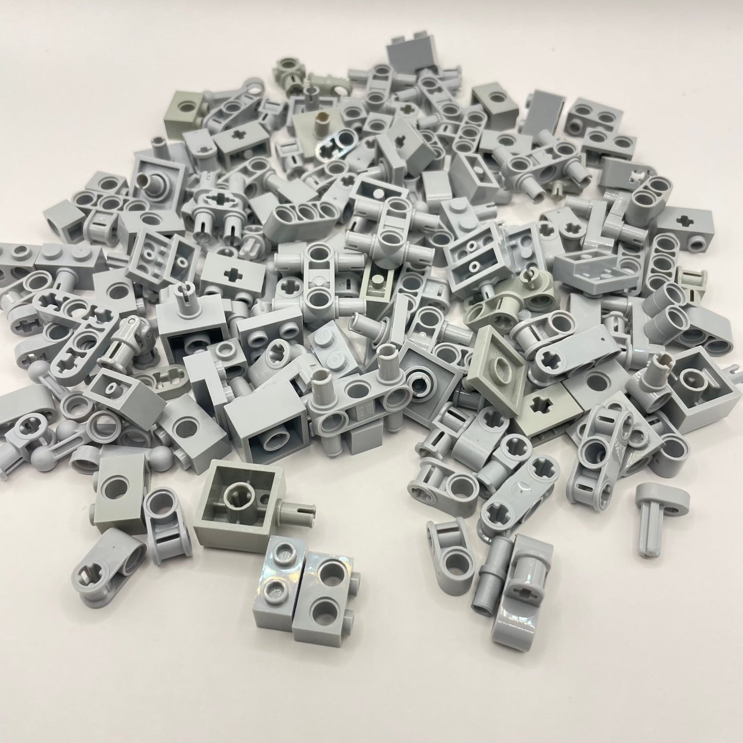 LEGO Small Technic Bricks and Pieces, Light Grey, Approx. 100g