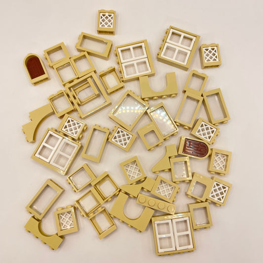 LEGO Small Building, Windows, Tan, Approx. 70g