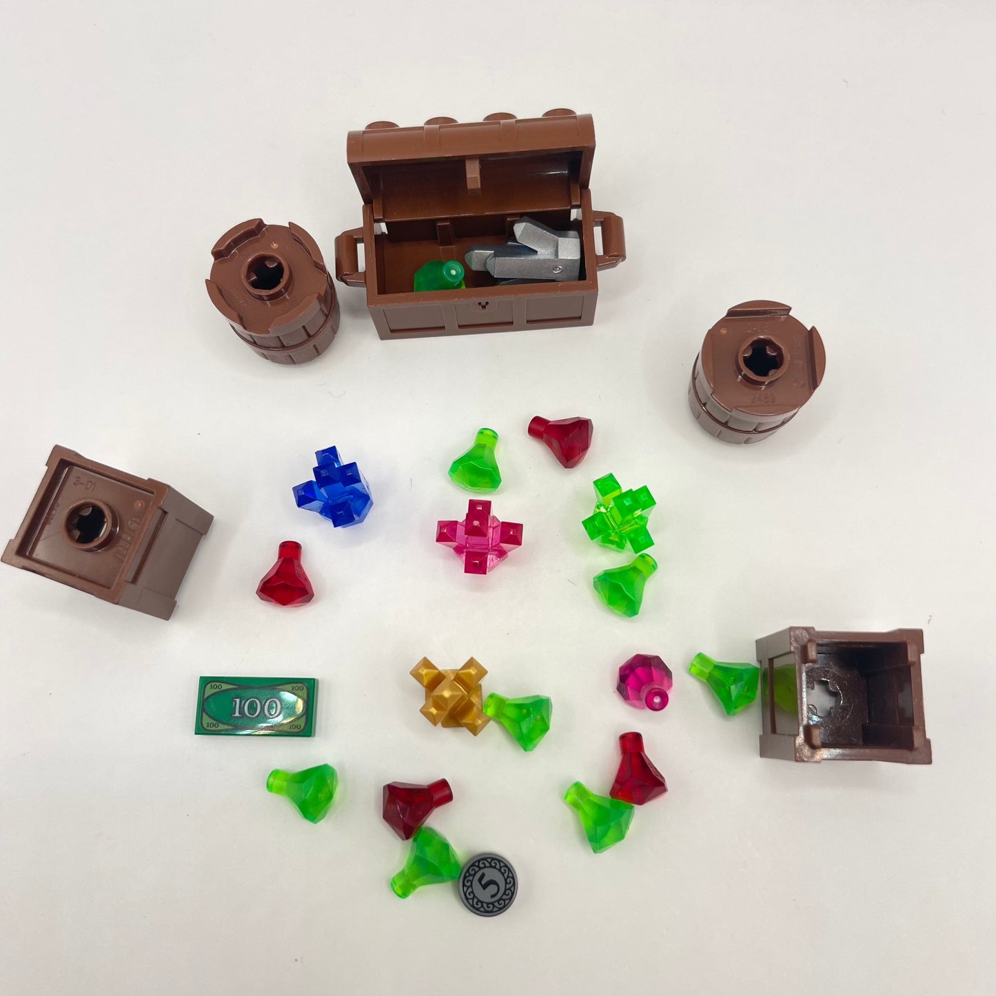 LEGO Treasure Chests, Gem Stones, Gold, Mixed Pieces, (25 Pieces)